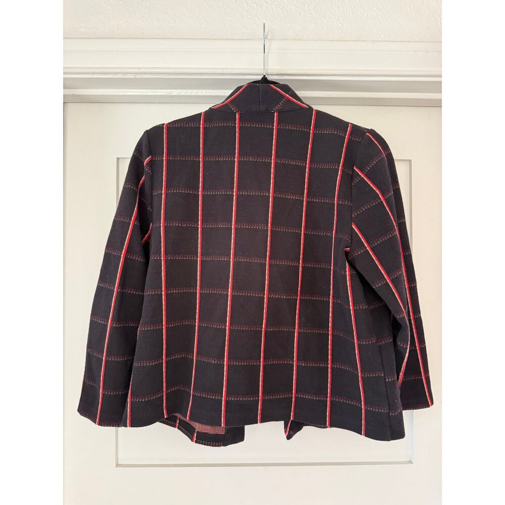 Ann Taylor Black & Red Windowpane Knit Blazer – Size M - Picture 2 of 6